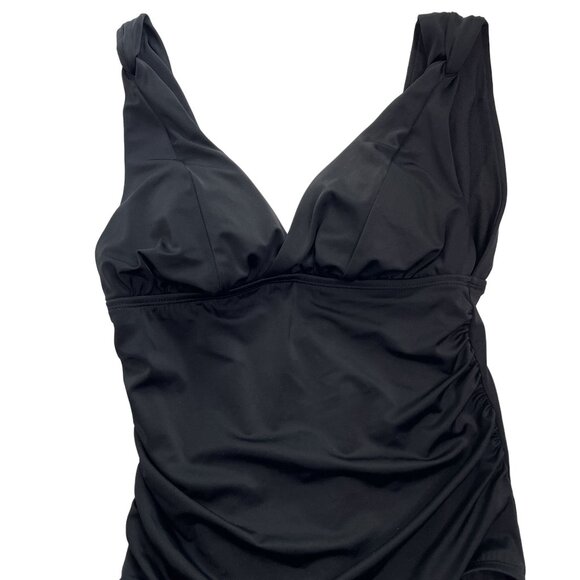 Time Tru Black One Piece Swimsuit Swim Wear Padded Size 8 to 10 Black u - Picture 2 of 7